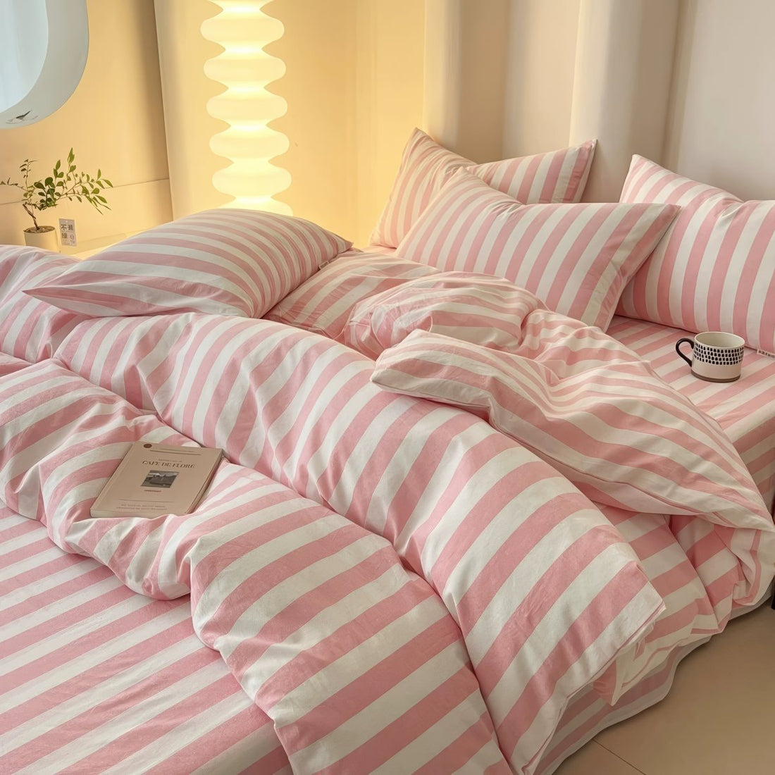 minimalist equal striped aesthetic bedding set 