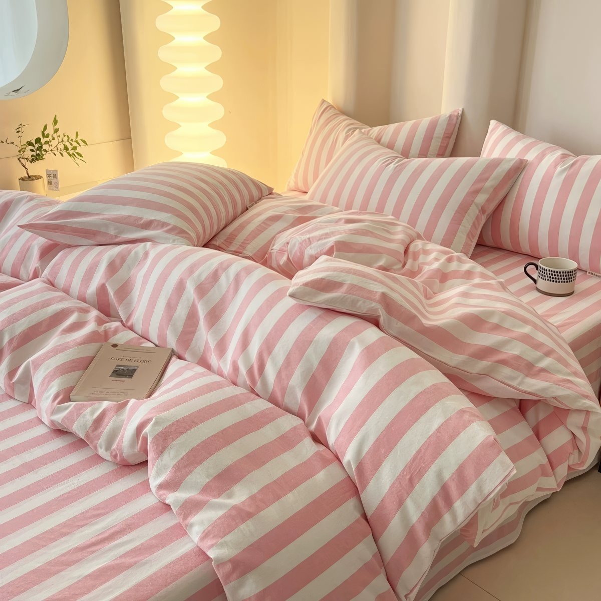 minimalist equal striped aesthetic bedding set 