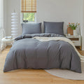 plain solid color grey cotton bedding duvet color and pillow sham set roomtery