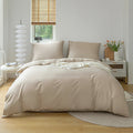 plain solid color beige cotton bedding duvet color and pillow sham set roomtery