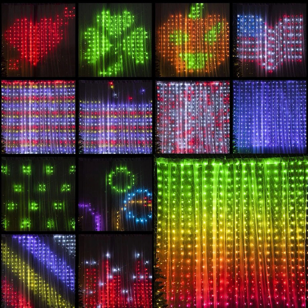 smart rgb curtain fairy led lights 3 x 3 meters