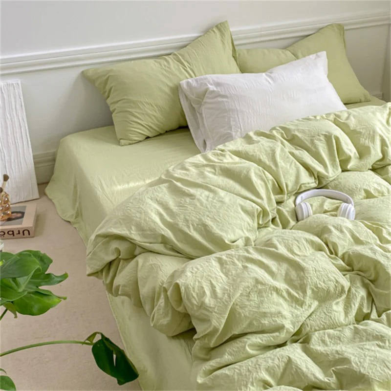 soft crumpled fabric bed sheet duvet cover bedding set roomtery