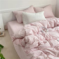 soft crumpled fabric bed sheet duvet cover bedding set roomtery