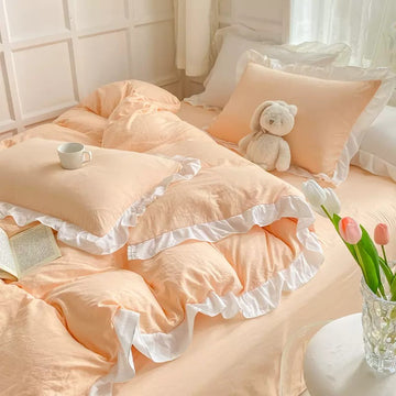 Soft Crumpled Ruffle Bedding Set