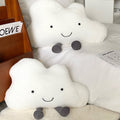 soft plush cute cloud shaped throw accent pillow with embroidered smile face