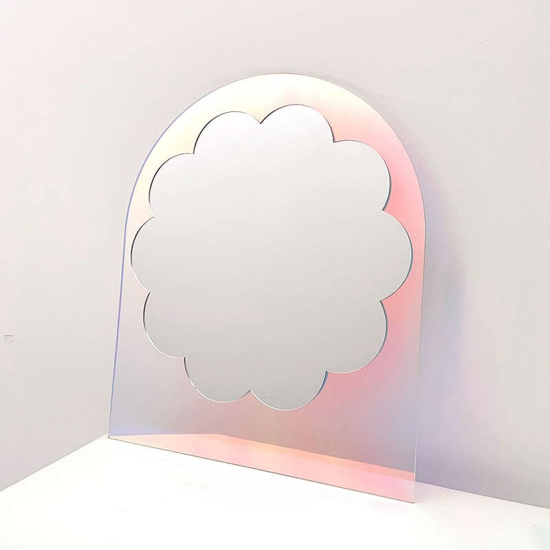 specular acrylic iridescent blob shaped mirror roomtery