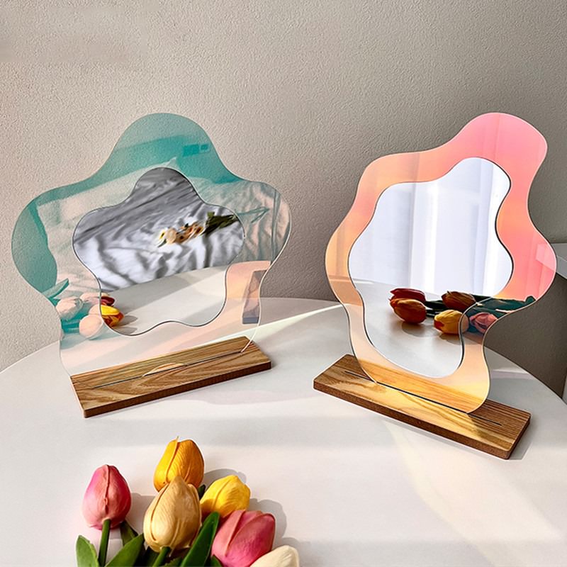 light specular chameleon danish pastel aesthetic acrylic blob mirror roomtery