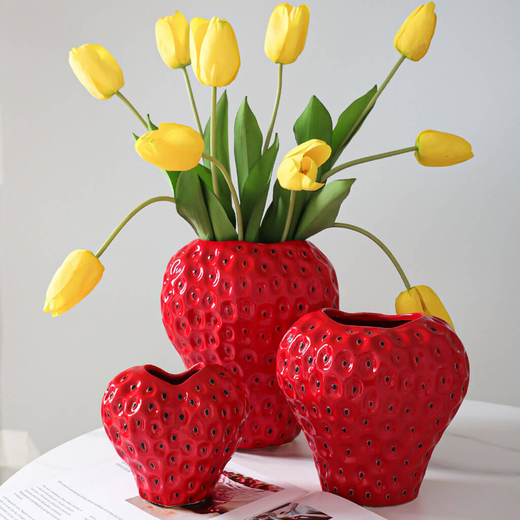 strawberry textured ceramic vase