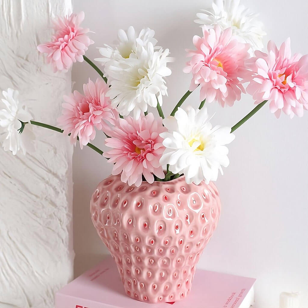 strawberry textured ceramic vase