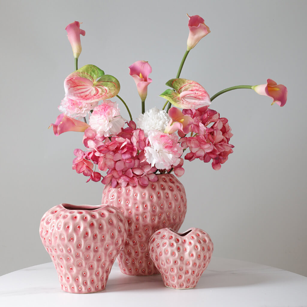 strawberry textured ceramic vase