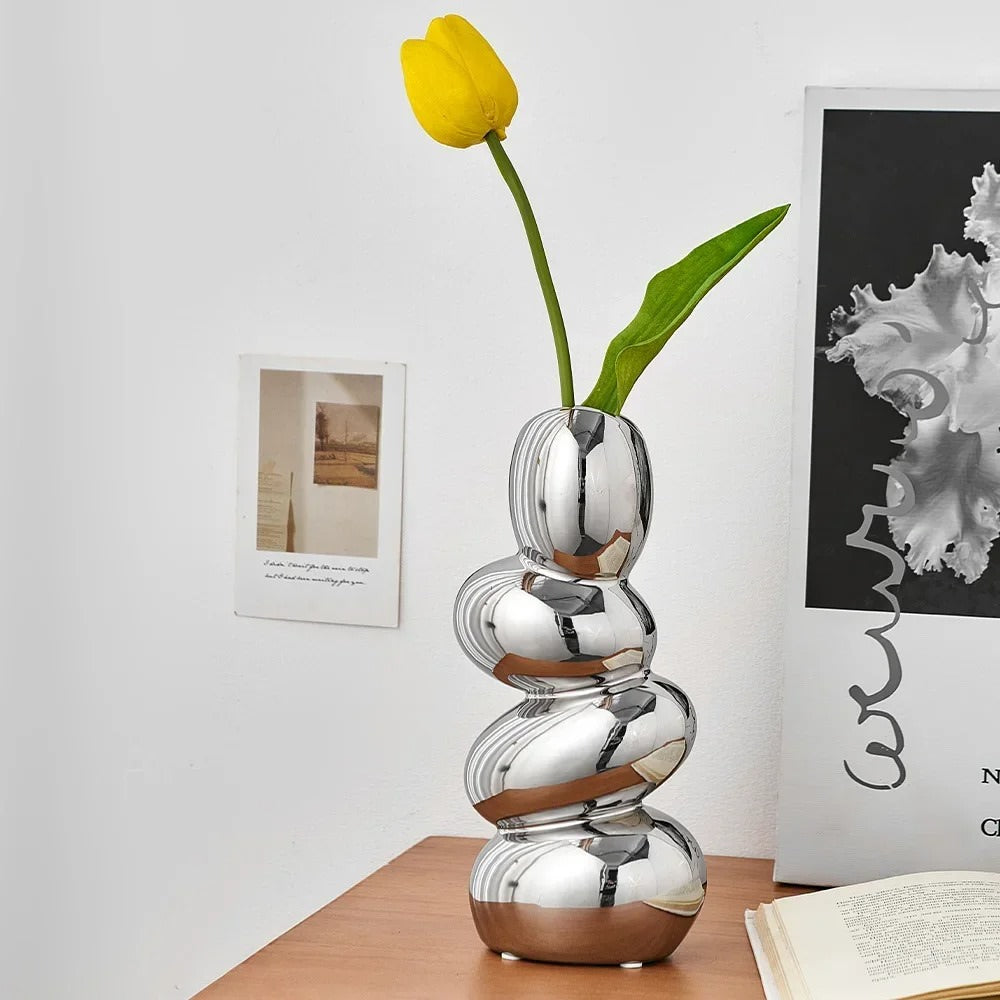 modern aesthetic room decor metallic stones shaped ceramic vase roomtery