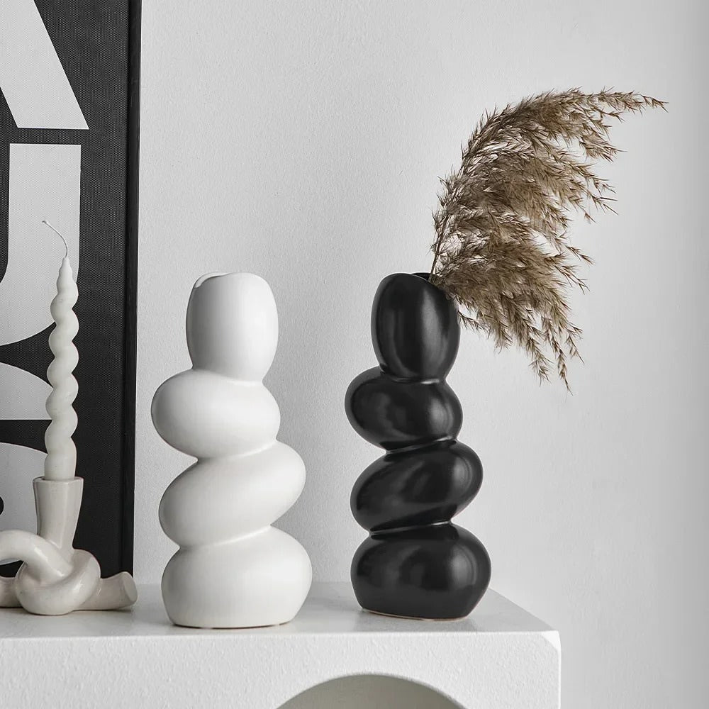 modern aesthetic room decor metallic stones shaped ceramic vase roomtery