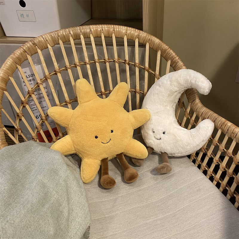 sun and moon shaped cute soft plush throw cushions roomtery