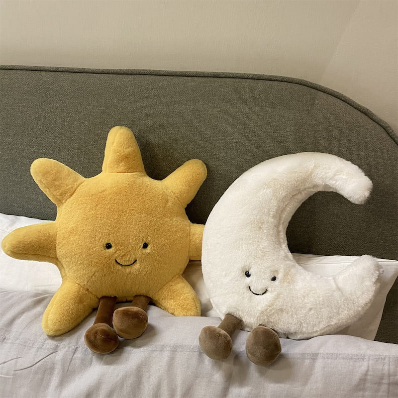 sun and moon shaped cute soft plush throw cushions roomtery