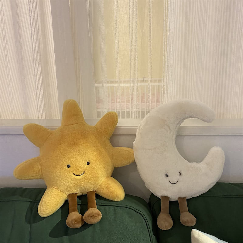 sun and moon shaped cute soft plush throw cushions roomtery