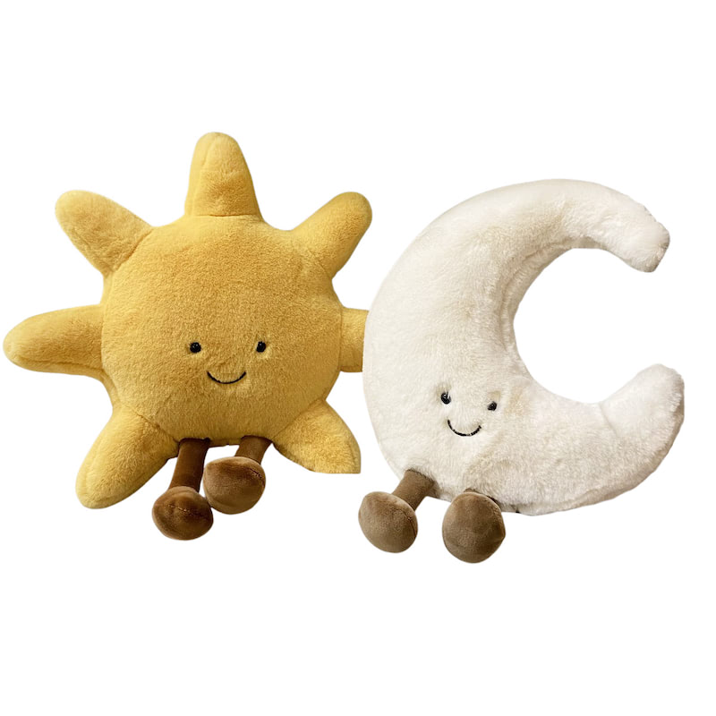 sun and moon shaped cute soft plush throw cushions roomtery