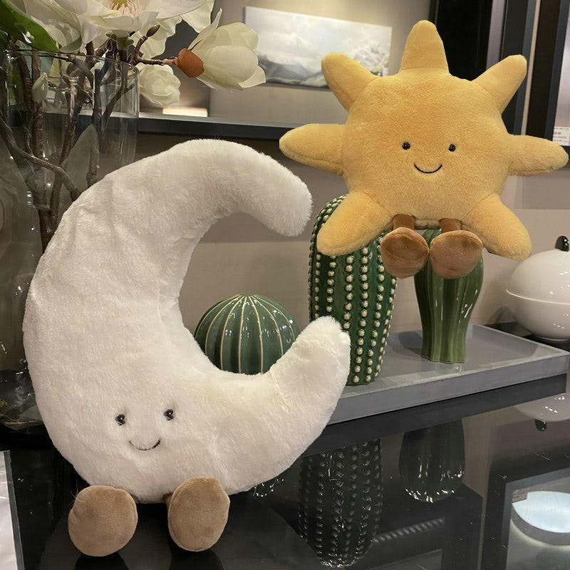 sun and moon shaped cute soft plush throw cushions roomtery