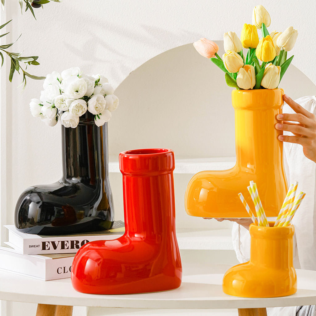 the boot ceramic flower vase