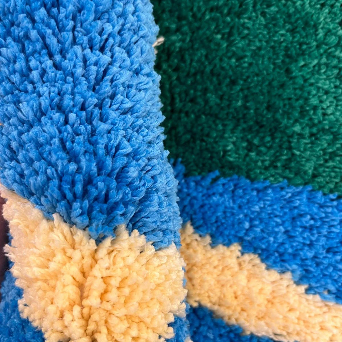 green frog in a blue pond cute tufted accent rug