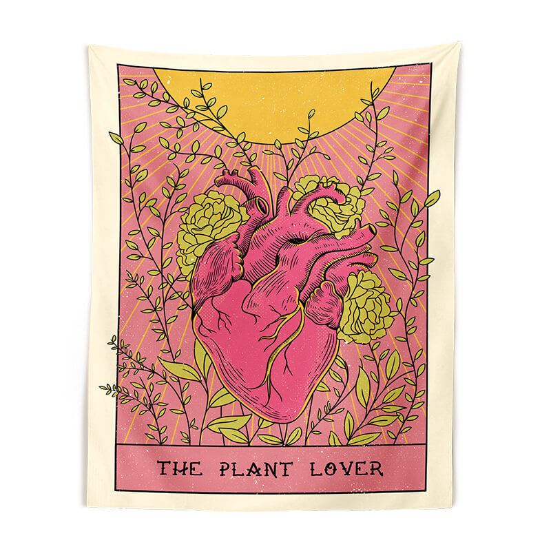 vintage tarot styled heart print wall hanging aesthetic tapestry roomtery