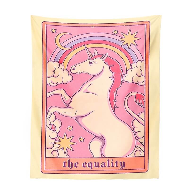 tarot card rainbow unicorn aesthetic wall hanging tapestry roomtery