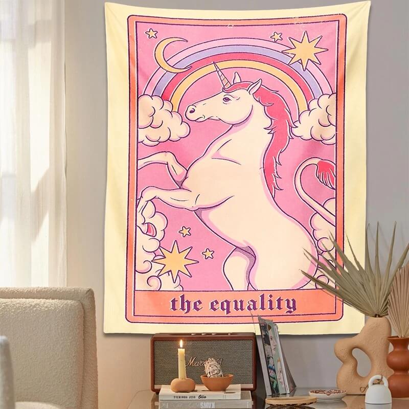 tarot card rainbow unicorn aesthetic wall hanging tapestry roomtery