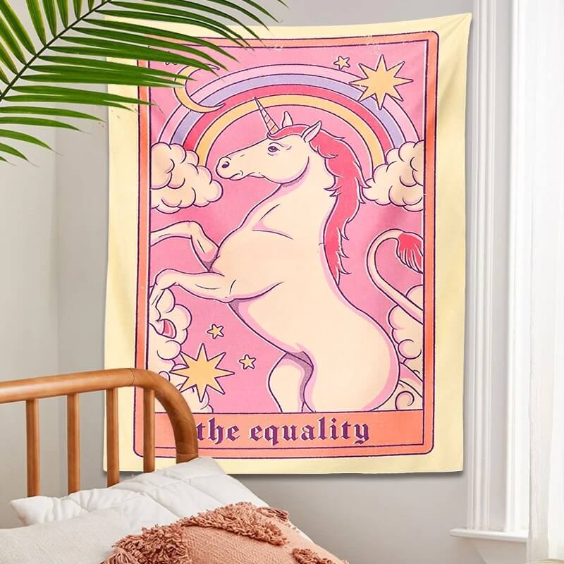 tarot card rainbow unicorn aesthetic wall hanging tapestry roomtery