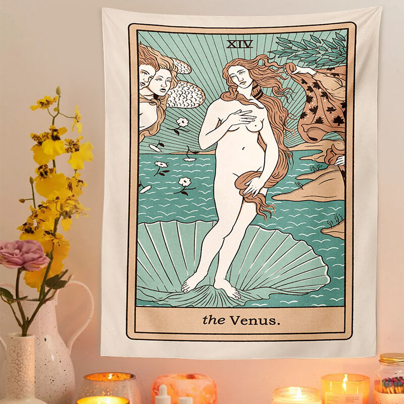 the venus tarot card wall hanging aesthetic tapestry