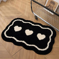 three hearts black white tufted rug