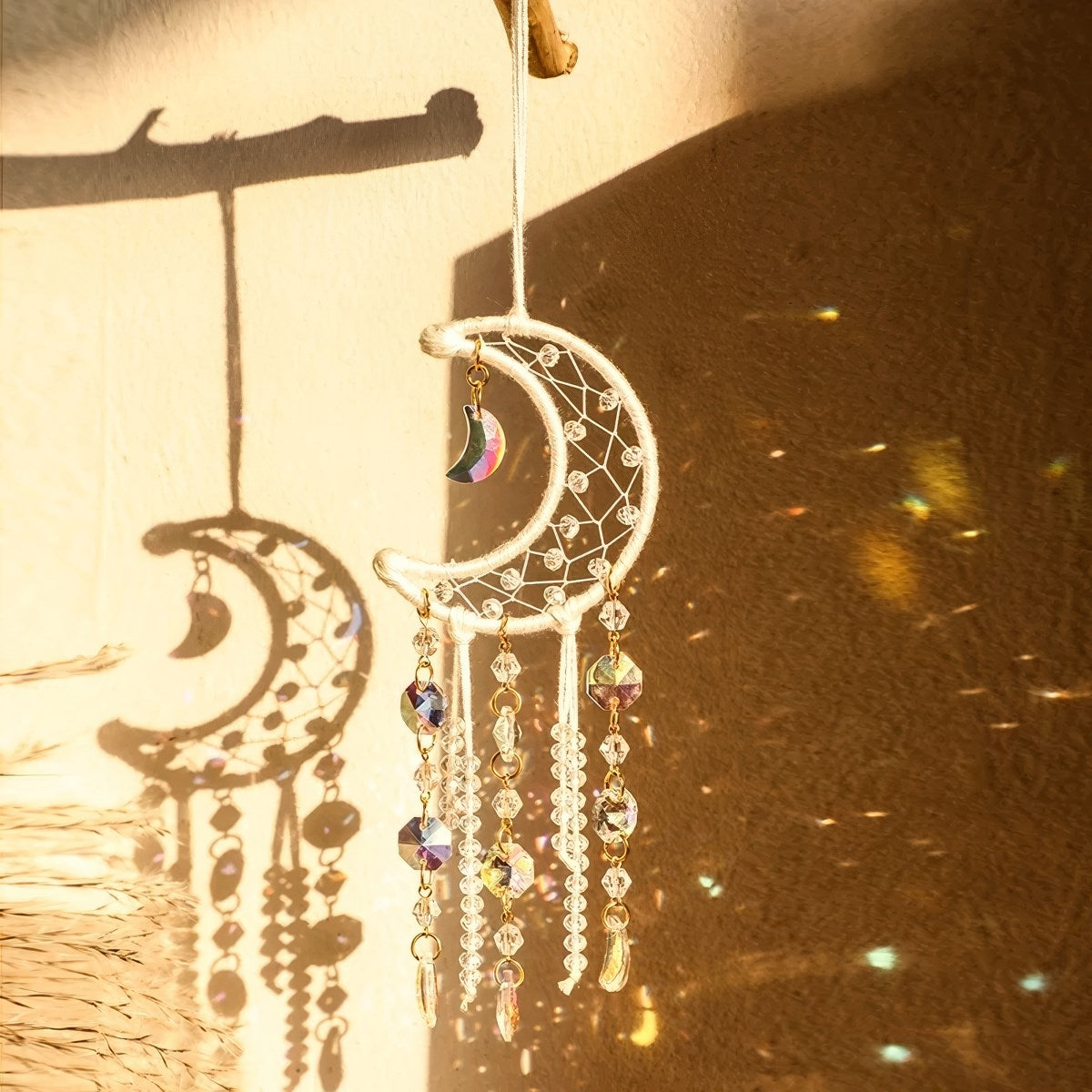 Crescent Moon Beaded Suncatcher