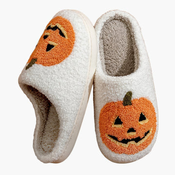Spooky Pumkin Soft Plush House Slippers