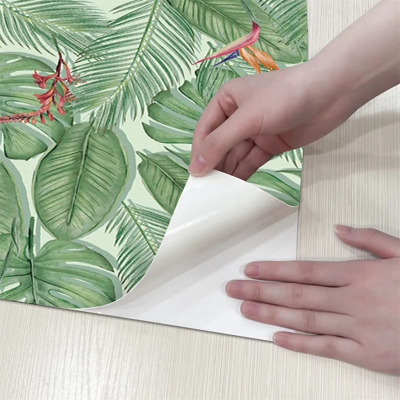 tropical leaves pattern print peel and stick wallpaper roomtery