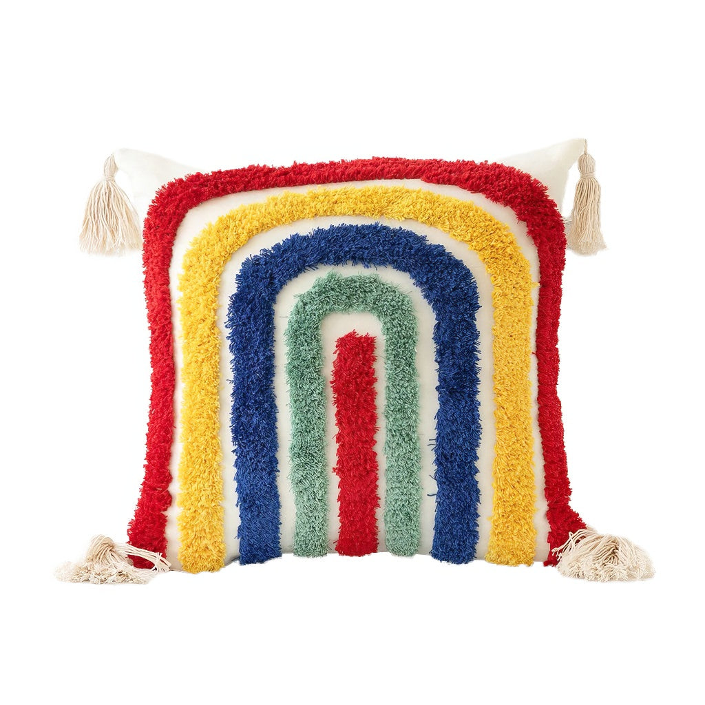 tufted rainbow preppy aesthetic pillow cushion cover