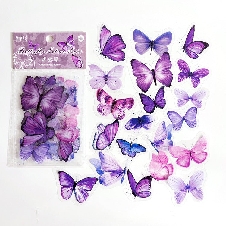 vintage coquette aesthetic 40 pcs pack of butterfly shaped decorative stickers