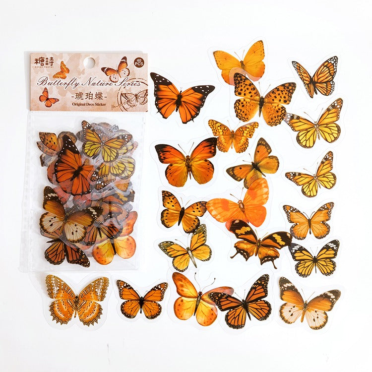 vintage coquette aesthetic 40 pcs pack of butterfly shaped decorative stickers