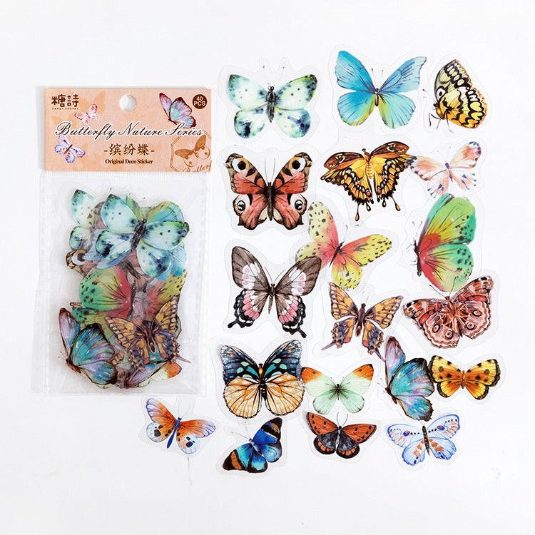 vintage coquette aesthetic 40 pcs pack of butterfly shaped decorative stickers