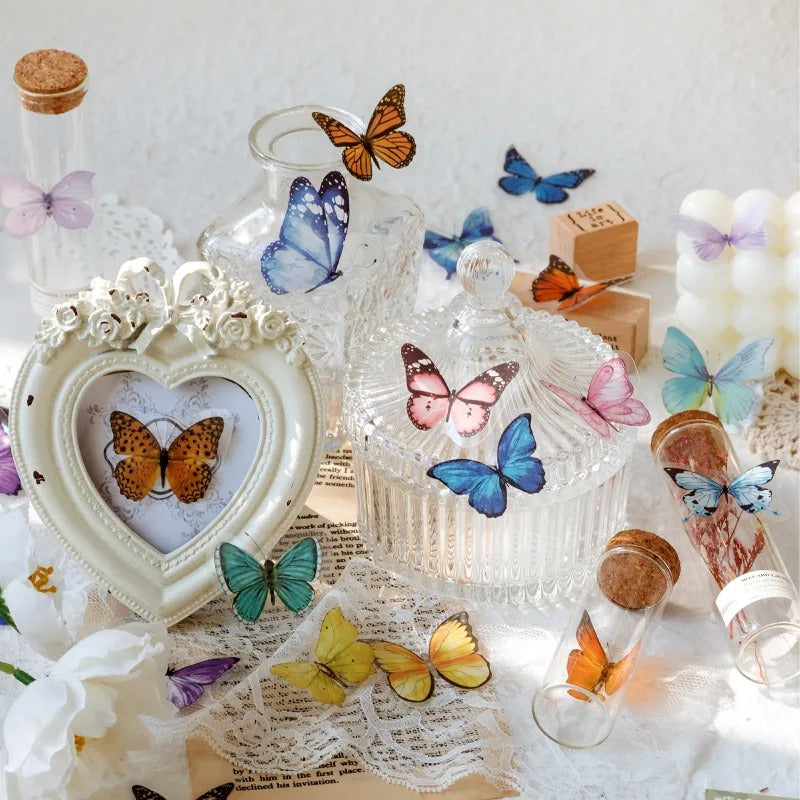 vintage coquette aesthetic 40 pcs pack of butterfly shaped decorative stickers