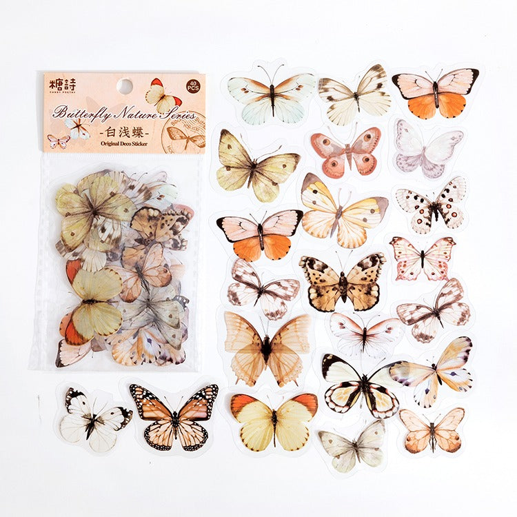 vintage coquette aesthetic 40 pcs pack of butterfly shaped decorative stickers