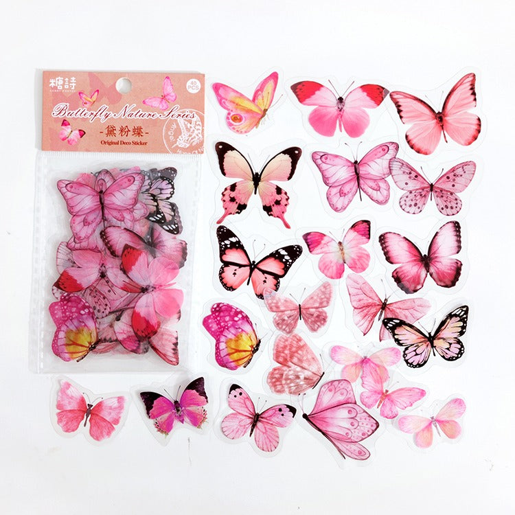 vintage coquette aesthetic 40 pcs pack of butterfly shaped decorative stickers