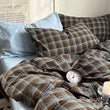 Vintage Brown Plaid Bedding Set