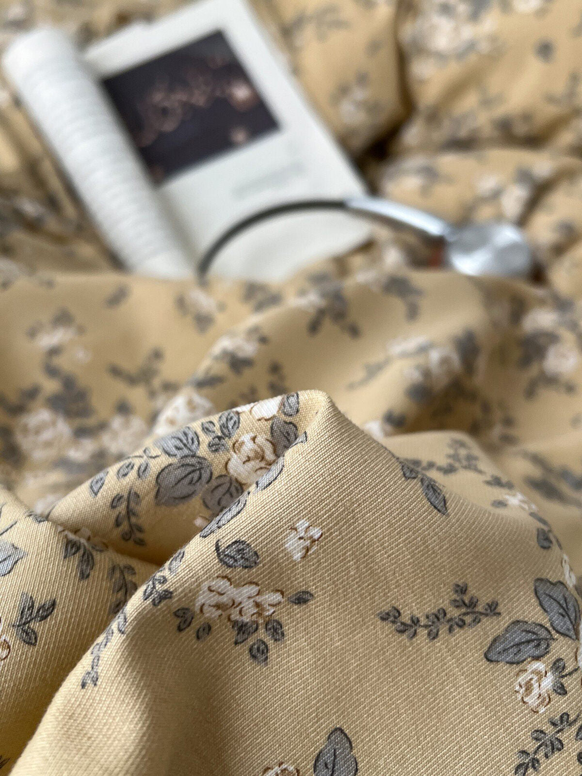 golden floral print cottagecore aesthetic bedding duvet cover set