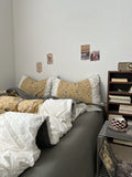golden floral print cottagecore aesthetic bedding duvet cover set