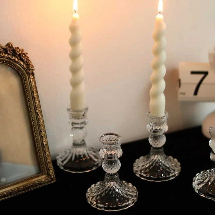 vintage crystal glass candleholder set roomtery
