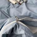 Dark academia bedding set with sky blue washed duvet cover and charcoal ditsy floral fitted sheet