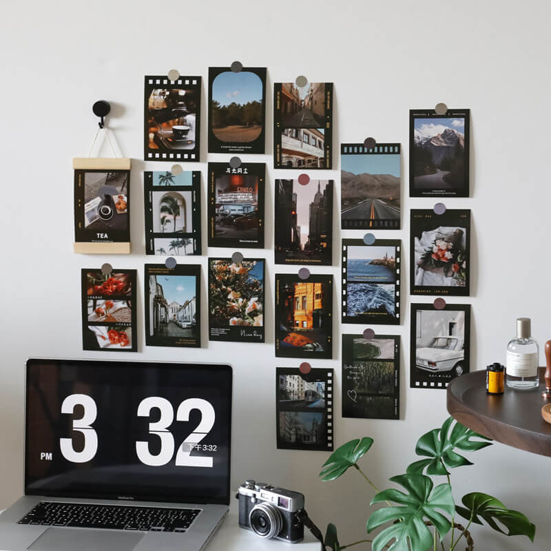 vintage film camera photos wall collage postcards roomtery
