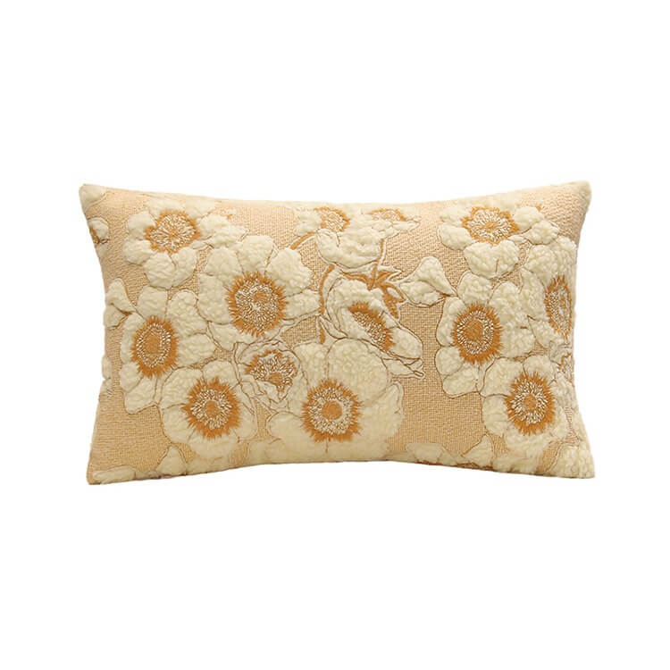 vintage embroidered fluffy flower aesthetic cushion cover roomtery
