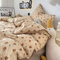 vintage forest mushrooms print in brown shades aesthetic bedding duvet cover set