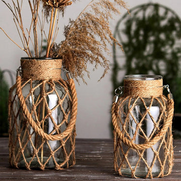 hanging glass jar with jute rope cross cottagecore aesthetic room decor roomtery