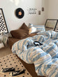 Vintage Pastel Blue Stripes Bedding Set