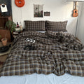 vintage checkered plaid dark academia aesthetic bedding duvet cover set